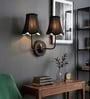 Dual Black Wall Light with Black Cotton Shades