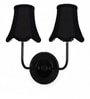 Dual Black Wall Light with Black Cotton Shades