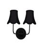 Dual Black Wall Light with Black Cotton Shades