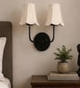 Dual Black Wall Light with Off-White Cotton Shades