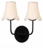 Dual Black Wall Light with Off-White Cotton Shades