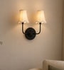 Dual Black Wall Light with Off-White Cotton Shades