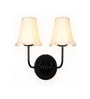 Dual Black Wall Light with Off-White Cotton Shades