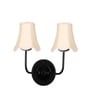 Dual Black Wall Light with Off-White Cotton Shades