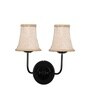 Dual Black Wall Mounted Lamp with Beige Jute Shades