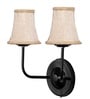 Dual Black Wall Mounted Lamp with Beige Jute Shades