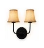 Dual Black Wall Mounted Lamp with Beige Jute Shades