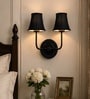 Dual Black Wall Mounted Lamp with Black Cotton Shades