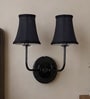 Dual Black Wall Mounted Lamp with Black Cotton Shades