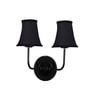 Dual Black Wall Mounted Lamp with Black Cotton Shades