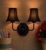 Dual Black Wall Mounted Lamp with Black Cotton Shades