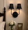 Dual Black Wall Mounted Lamp with Black Cotton Shades