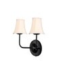 Dual Black Wall Mounted Lamp with Off-White Cotton Shades