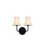 Dual Black Wall Mounted Lamp with Off-White Cotton Shades