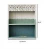 Blue Solid Wood Handcarved Rack Style Floating Wall Shelf With 2 Compartments