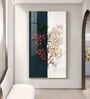 Dual Floral Marble Glass Finish Vertical Wall Art