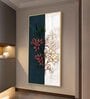 Dual Floral Marble Glass Finish Vertical Wall Art