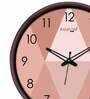 Dual Frame Lattice Texture Plastic Wall Clock In Brown & Cream