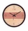 Dual Frame Plywood Texture Plastic Wall Clock In Brown & Cream