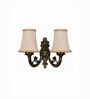 Dual Gold Antique Decorative Wall Lamp with Beige Jute Shades for Hotel