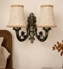Dual Gold Antique Decorative Wall Lamp with Beige Jute Shades for Hotel