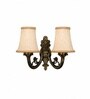 Dual Gold Antique Decorative Wall Lamp with Beige Jute Shades for Hotel
