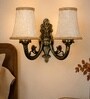 Dual Gold Antique Decorative Wall Lamp with Beige Jute Shades for Hotel