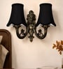Dual Gold Antique Designer Wall Light with Black Cotton Shades for Home