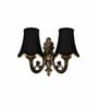 Dual Gold Antique Designer Wall Light with Black Cotton Shades for Home