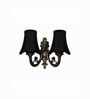 Dual Gold Antique Designer Wall Light with Black Cotton Shades for Home