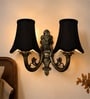 Dual Gold Antique Designer Wall Light with Black Cotton Shades for Home