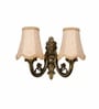 Dual Gold Antique Wall Lamp with Beige Jute Shades for Living & Dining Room