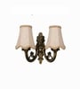 Dual Gold Antique Wall Lamp with Beige Jute Shades for Living & Dining Room