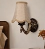 Dual Gold Antique Wall Light with Beige Jute Shades & Hall