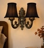 Dual Gold Antique Wall Light with Black Cotton Shades & Hall