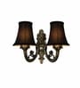 Dual Gold Antique Wall Light with Black Cotton Shades & Hall