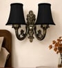 Dual Gold Antique Wall Light with Black Cotton Shades & Hall