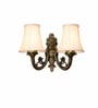Dual Gold Antique Wall Mounted Lamp with Off-White Cotton Shade