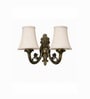 Dual Gold Antique Wall Mounted Lamp with Off-White Cotton Shade