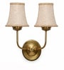 Dual Gold Metal Wall Mounted Lamp with Beige Jute Shade