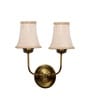 Dual Gold Metal Wall Mounted Lamp with Beige Jute Shade