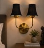 Dual Gold Metal Wall Mounted Lamp with Black Cotton Shade