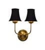 Dual Gold Metal Wall Mounted Lamp with Black Cotton Shade