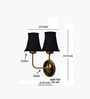 Dual Gold Metal Wall Mounted Lamp with Black Cotton Shade