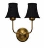 Dual Gold Metal Wall Mounted Lamp with Black Cotton Shade