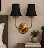 Dual Gold Metal Wall Mounted Lamp with Black Cotton Shade