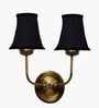 Dual Gold Metal Wall Mounted Lamp with Black Cotton Shade