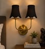 Dual Gold Metal Wall Mounted Lamp with Black Fabric Shade