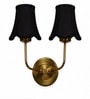 Dual Gold Metal Wall Mounted Lamp with Black Fabric Shade