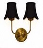 Dual Gold Metal Wall Mounted Lamp with Black Fabric Shade